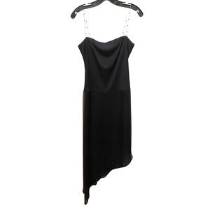 Claudia Cordic Asymmetrical Black Dress w/ Jewel beaded Straps